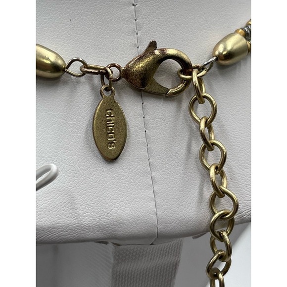 CHICO'S Multi Color and Shapes Beaded Double Strand Matte Gold Tone Necklace - Picture 9 of 16